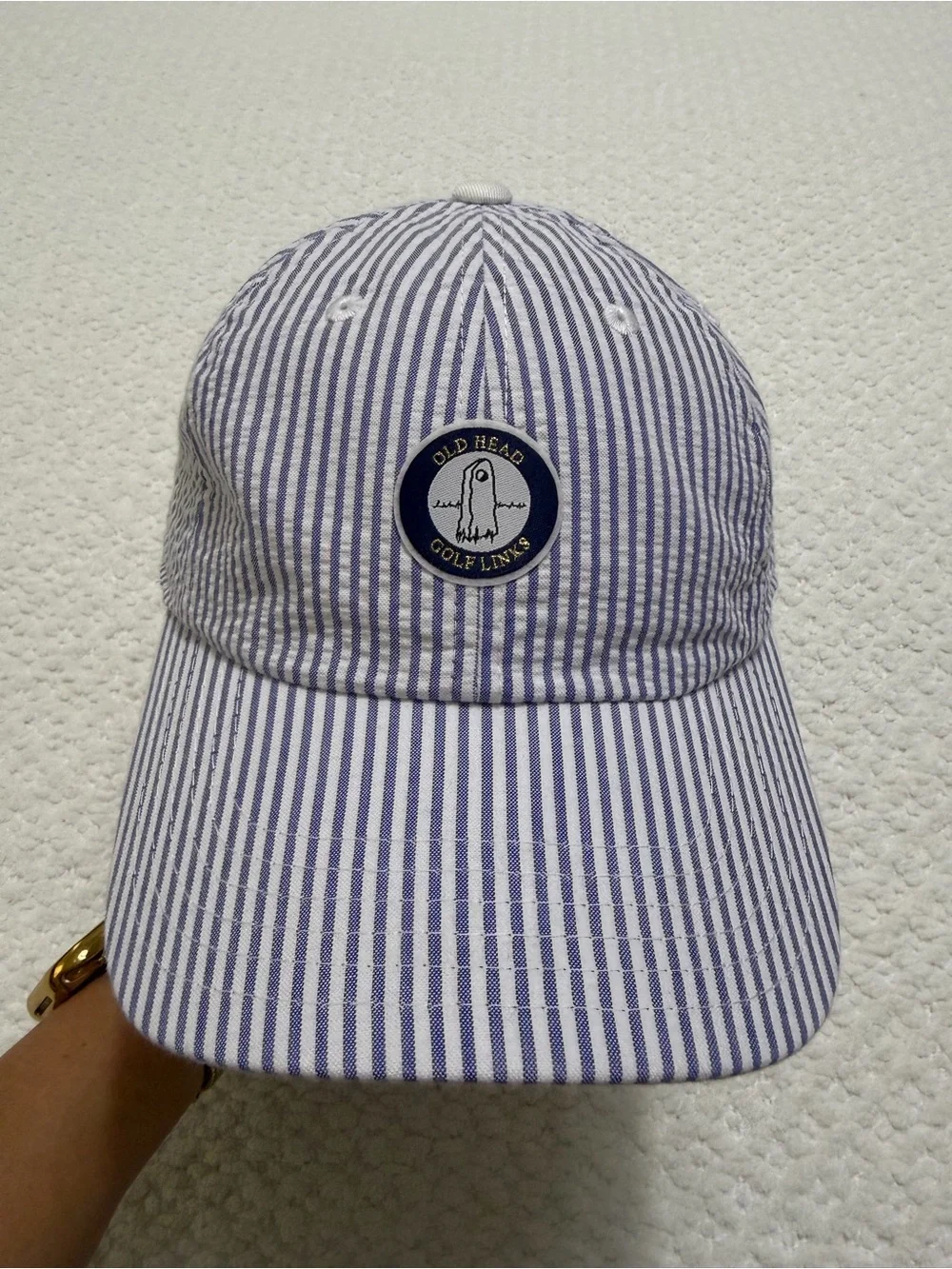 Old Head Golf Links American Needle Stripped Blue White Hat Cap Adjustable